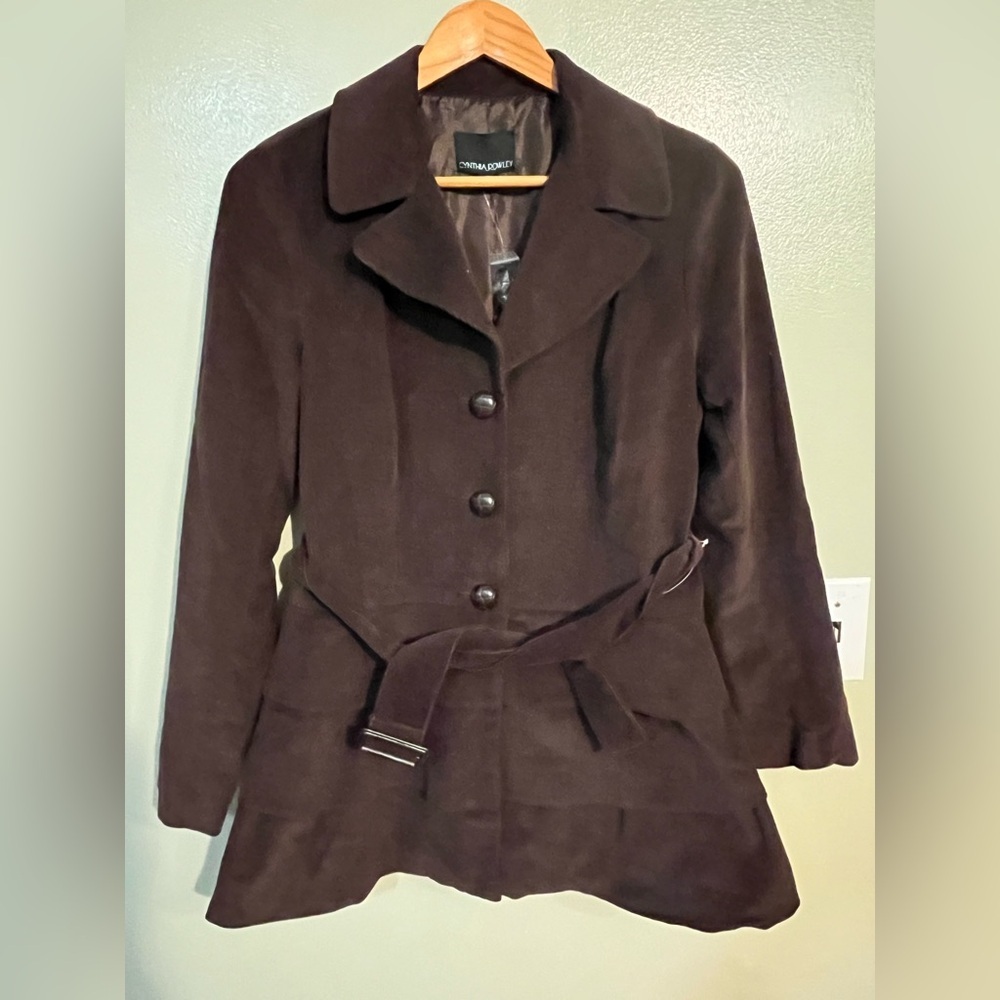 Cynthia Rowley Dark Brown Trench Coat Jacket Tiered Corduroy S NWT